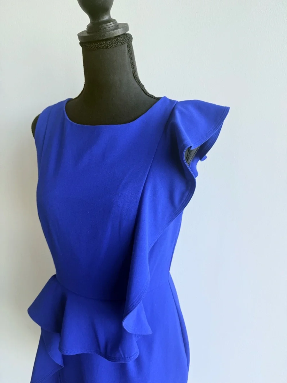 Calvin Klein Royal Blue Sleeveless Blue Ruffle Dress